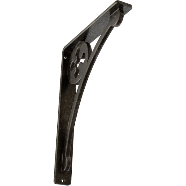 Ekena Millwork Crawley Wrought Iron Bracket, (Single center brace), Antiqued Warm Silver 1 1/2"W x 7 1/2"D x 10"H BKTM01X07X10SCRAWS - main